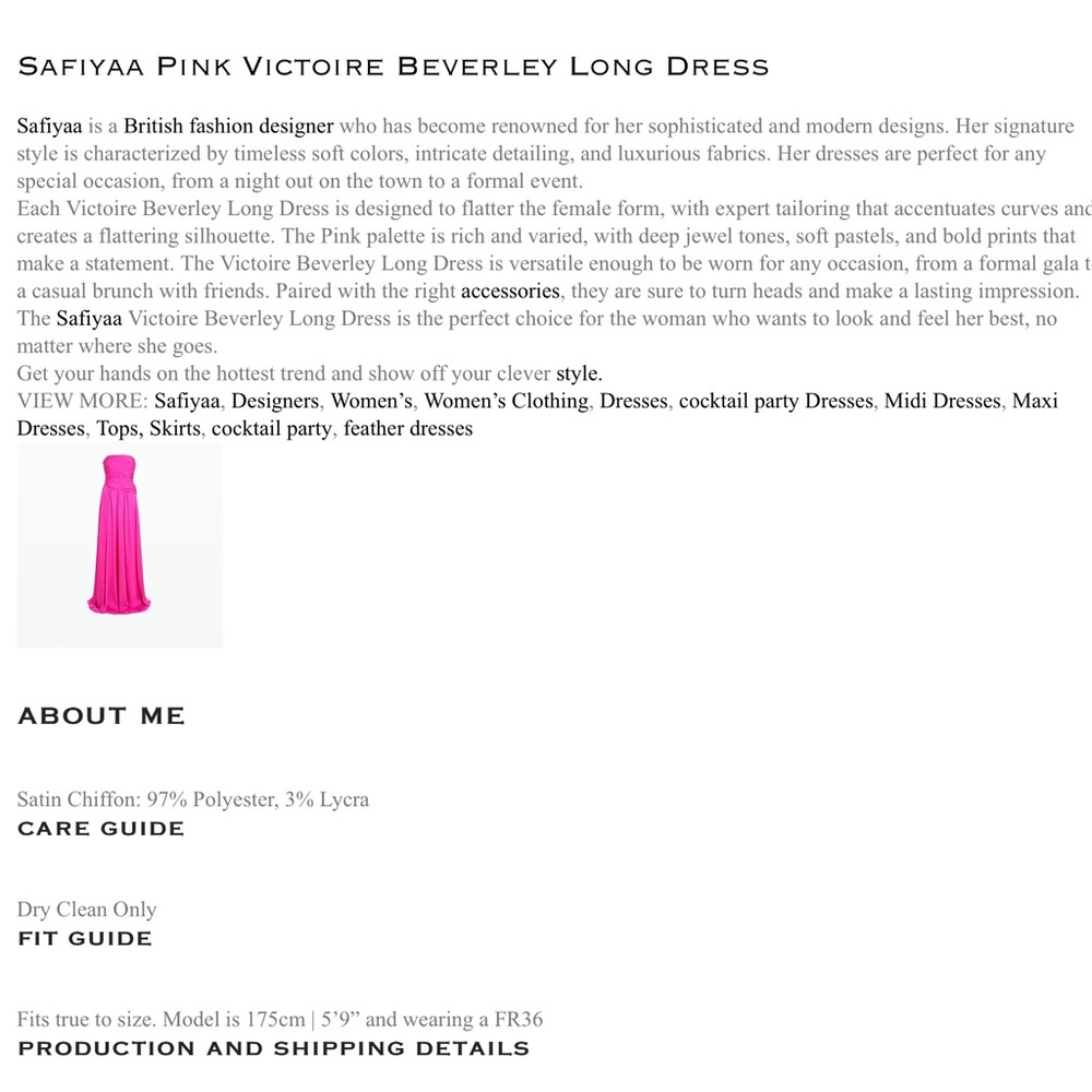 Safiyaa Pink Victoire Beverley Long Dress - Picture 10 of 10